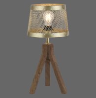 Tripode lampe de table bois métal en laiton mat...