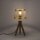 Tripod Tischlampe Holz Metall in Messing matt E27 44 cm