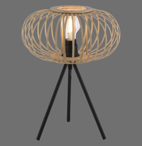 Tripod Lampe de table Scandinave Abat-jour en bois E27 41 cm