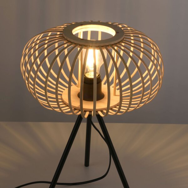 Tripod Lampe de table Scandinave Abat-jour en bois E27 41 cm
