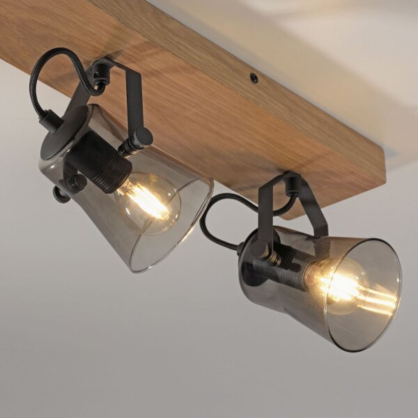 Spot de plafond réglable verre chêne E14 65 cm faible éblouissement