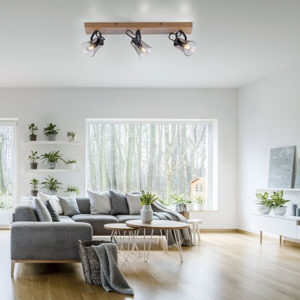 Spot de plafond réglable verre chêne E14 65 cm faible éblouissement