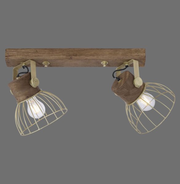 Spot mobile de plafond bois métal 64 cm E27 Vintage