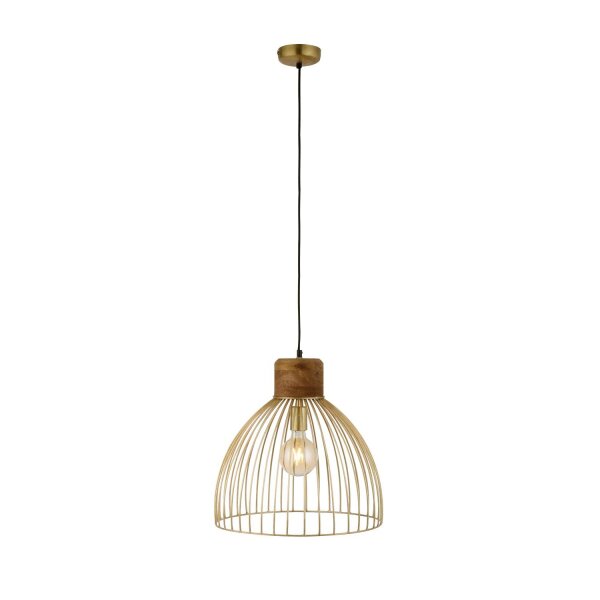 Runde Hängeleuchte Vintage Holz Metall Ø40 cm E27