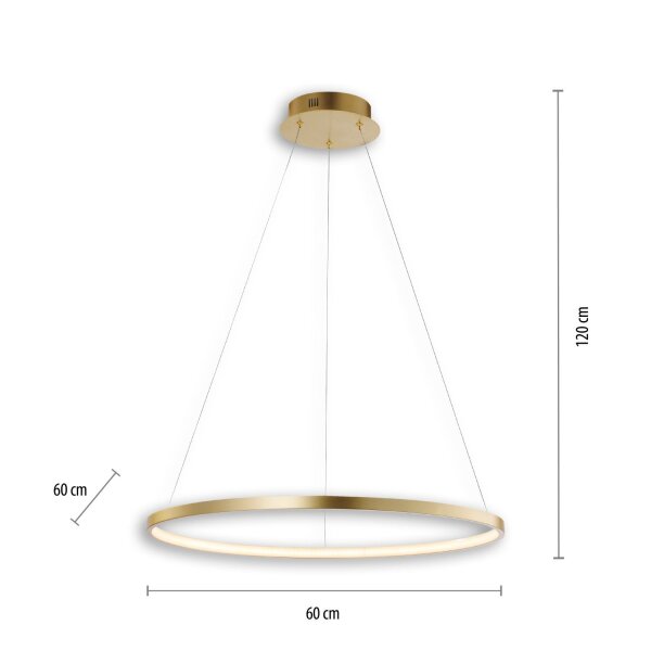 Lampe à suspendre LED Ring en métal doré Ø60 cm 3670 lm 29 W