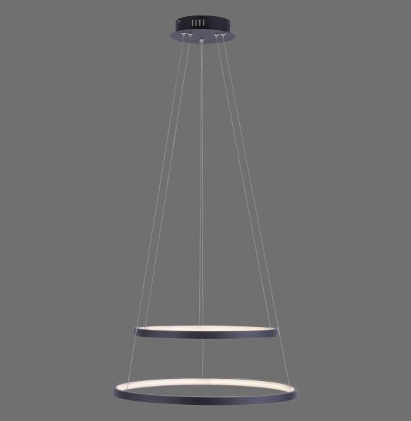 LED Pendelleuchte Ringe Anthrazit Metall Ø50 cm 3000 K