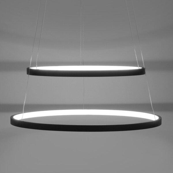 LED Pendelleuchte Ringe Anthrazit Metall Ø50 cm 3000 K