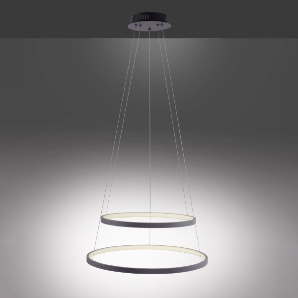 LED Pendelleuchte Ringe Anthrazit Metall Ø50 cm 3000 K