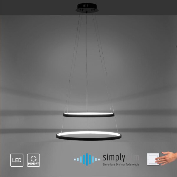 LED Pendelleuchte Ringe Anthrazit Metall Ø50 cm 3000 K