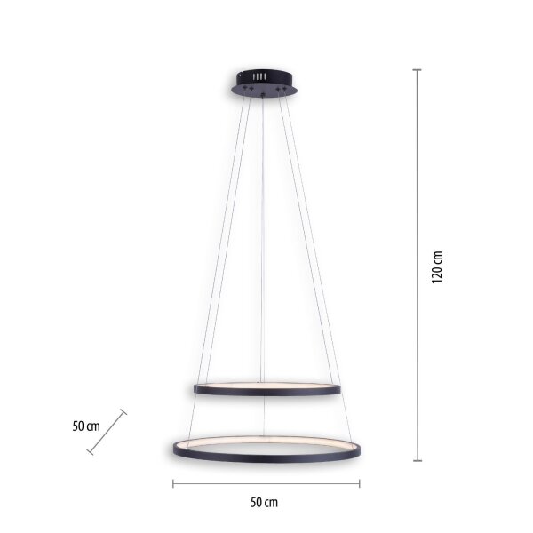 LED Pendelleuchte Ringe Anthrazit Metall Ø50 cm 3000 K