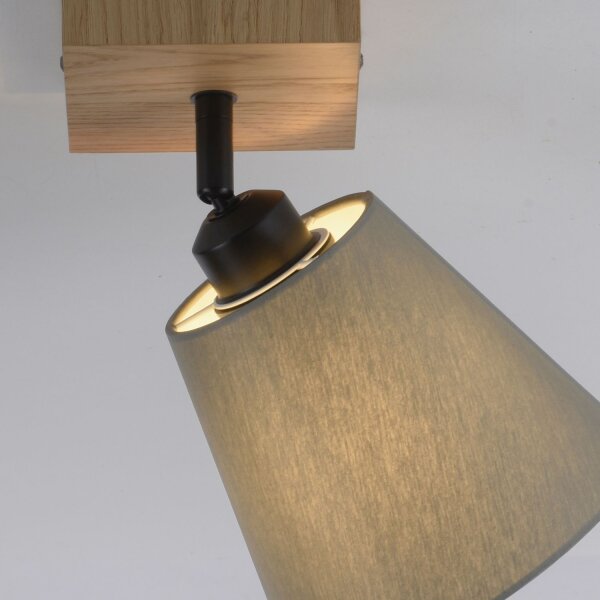 Deckenspot Stoffschirm Holz E27 verstellbar Taupe Natur