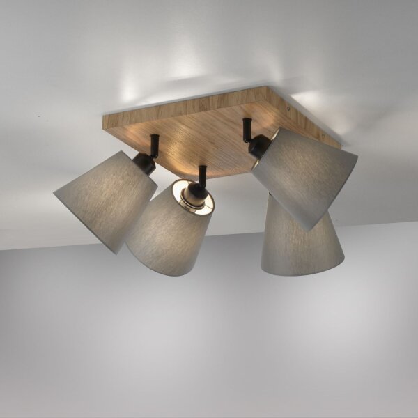 Spot de plafond tissu bois E27 L:59 cm mobile taupe naturel
