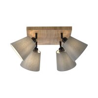 Deckenspot Stoff Holz E27 B:59 cm beweglich Taupe Natur