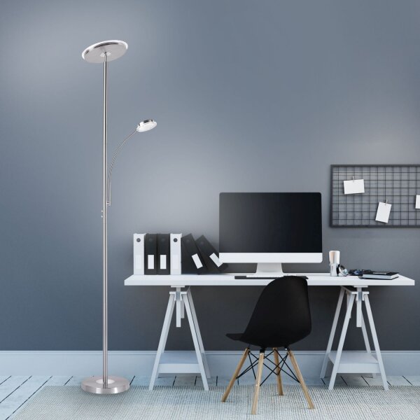 Dimmbarer LED Deckenfluter Stahl Touch 193 cm Lesearm