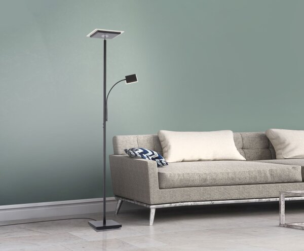 Flexibler LED Deckenfluter Schwarz Touch 190 cm Lesearm