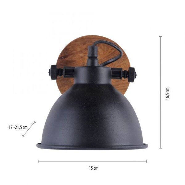 Flexibler Deckenspot Holz Metall E14 B:15 cm Industrial