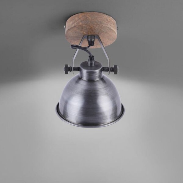 Spot mobile de plafond bois métal E14 Industrial