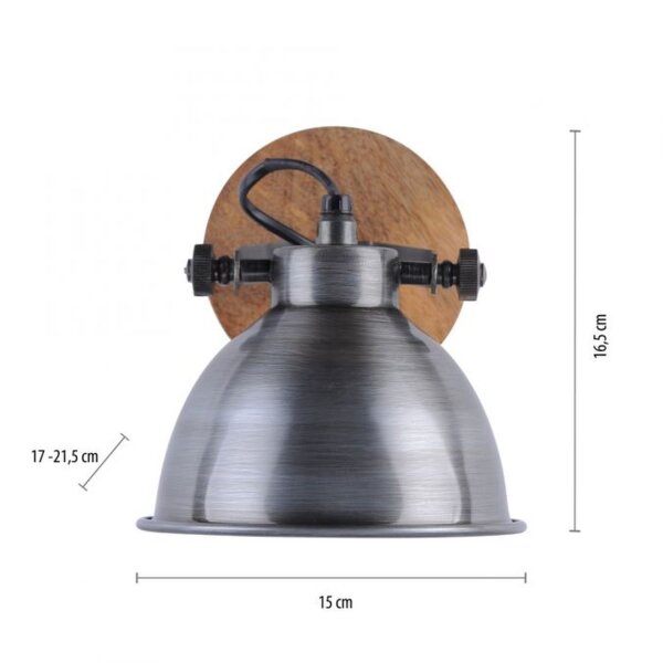 Spot mobile de plafond bois métal E14 Industrial
