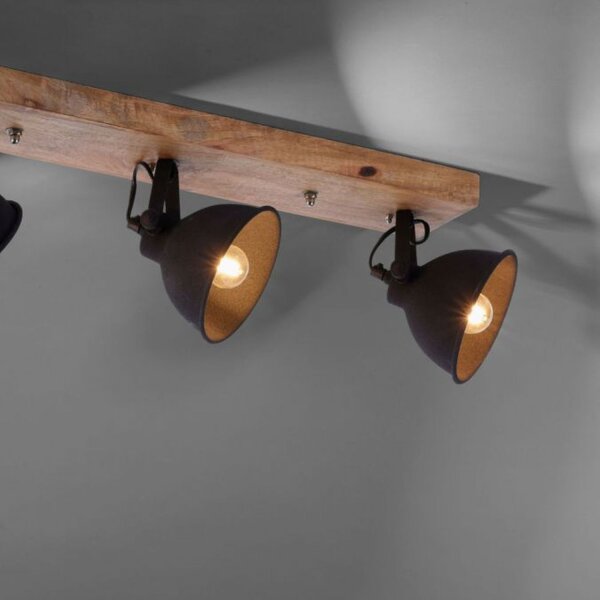 Spot de plafond industriel bois métal noir E14 74 cm