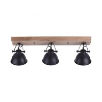Spot de plafond industriel bois métal noir E14 74 cm