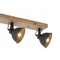 Spot de plafond industriel bois métal noir E14 74 cm