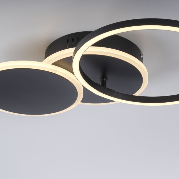 Lampe de plafonnier LED noir métal blanc chaud 26 W mobile