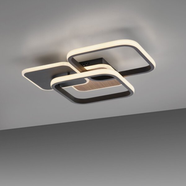 LED Deckenlampe Metall L:46 cm 36 W Schwarz Natur