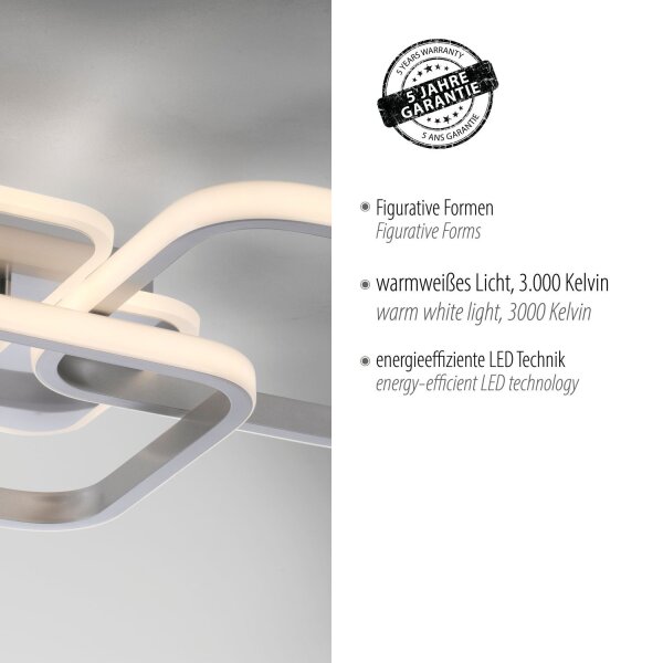 LED Deckenlampe Metall in Stahl 3000 K 4700 lm stilvoll