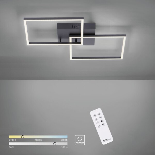 Plafonnier LED noir L:53 cm 2700-5000 K dimmable