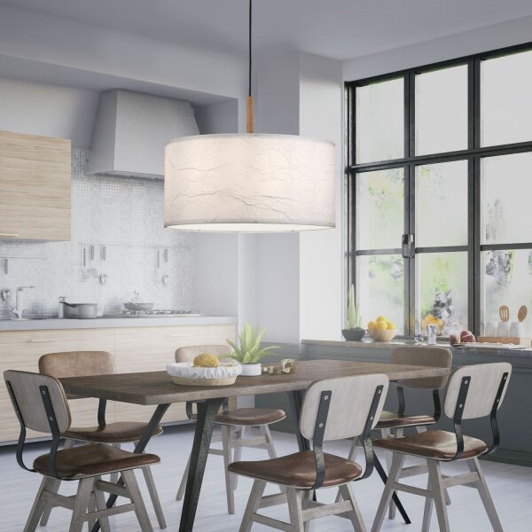Suspension ronde papier bois E27 Ø44,5 cm confortable
