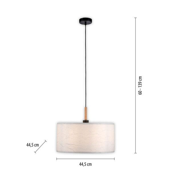 Suspension ronde papier bois E27 Ø44,5 cm confortable
