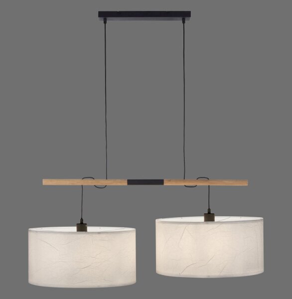 Runde Pendelleuchte Papier Holz E27 107 cm gemütlich