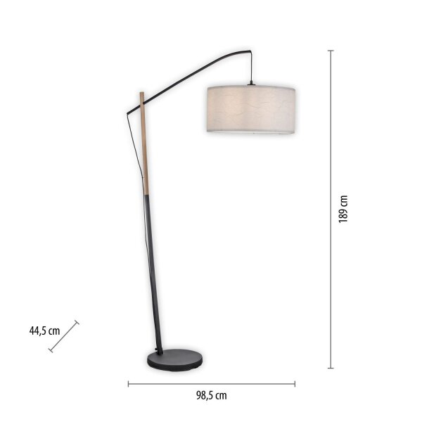 Blendarme Lampadaire papier bois E27 189 cm liseuse