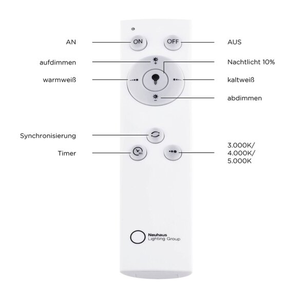 LED Deckenlampe mit Fernbedienung dimmbar Weiß Ø70 cm