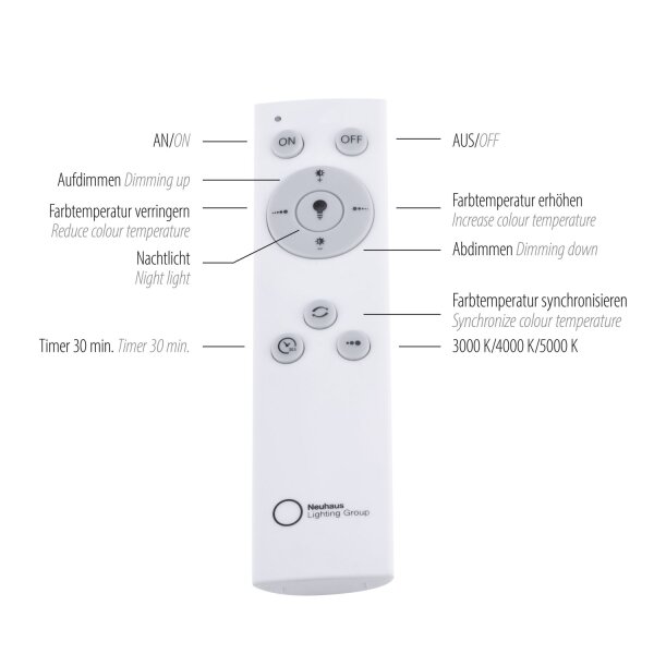 LED Deckenlampe mit Fernbedienung dimmbar Grau Ø70 cm