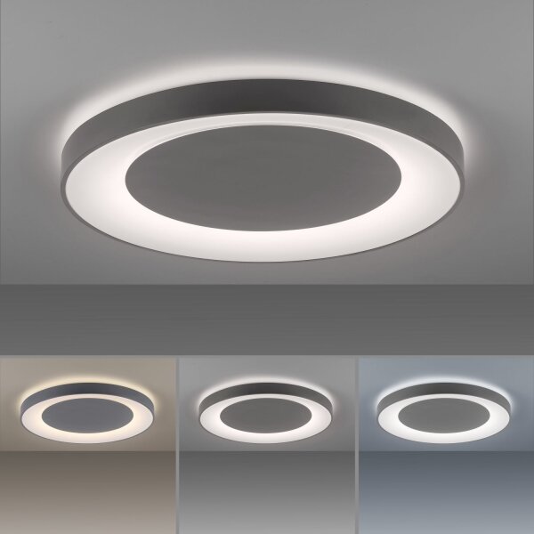 LED Deckenlampe mit Fernbedienung dimmbar Grau Ø70 cm