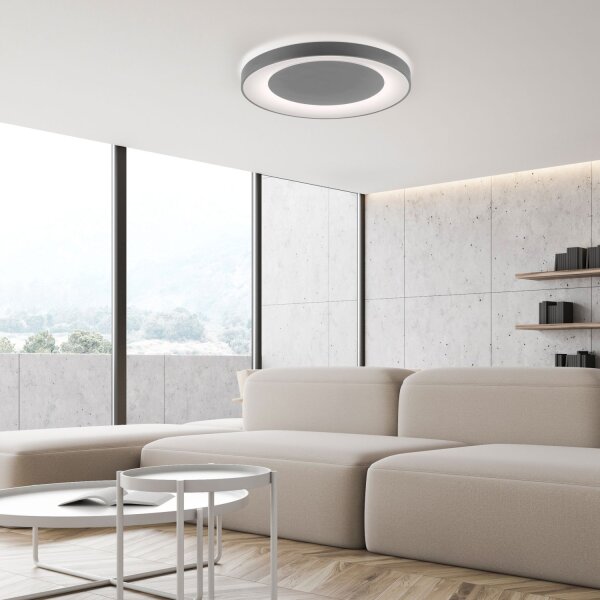 LED Deckenlampe mit Fernbedienung dimmbar Grau Ø70 cm