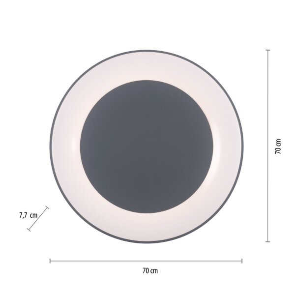 LED Deckenlampe mit Fernbedienung dimmbar Grau Ø70 cm