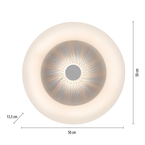 Lampe de plafonnier LED blanche avec variateur Télécommande Ø50 cm