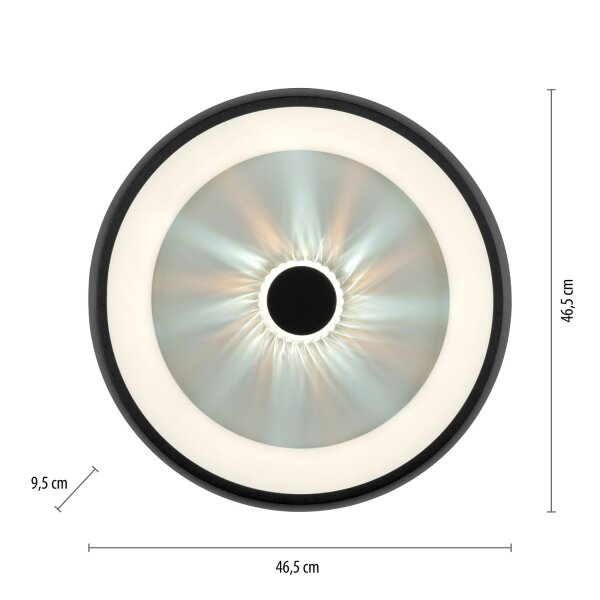 Plafonnier LED à intensité variable effet cristal 29 W noir