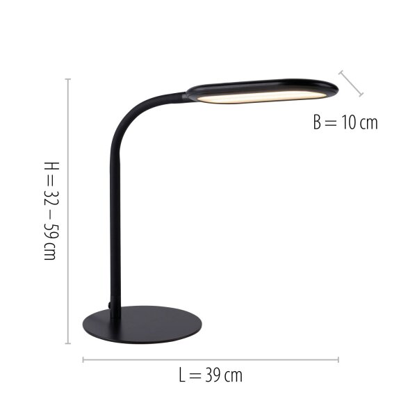 Lampe de table LED flexible noire 3000-6000 K 7 W intensité lumineuse variable