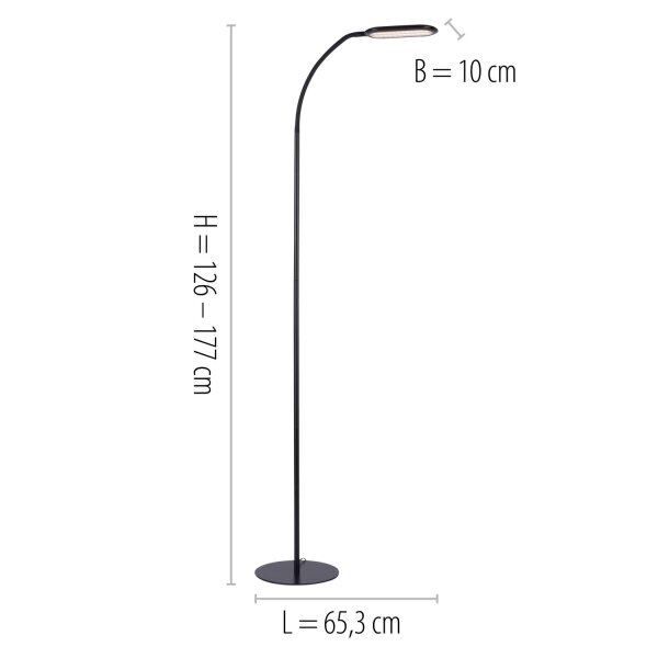 Flexible LED Stehlampe Schwarz 175 cm 3000-6000 K 7 W