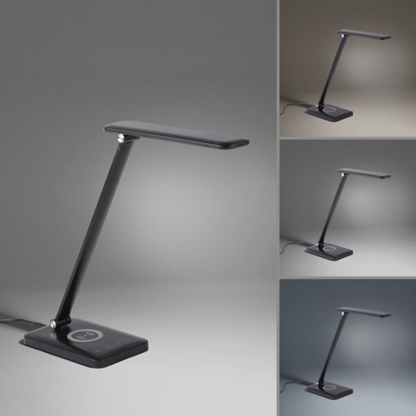 Lampe de bureau LED noire tactile 680 lm réglable