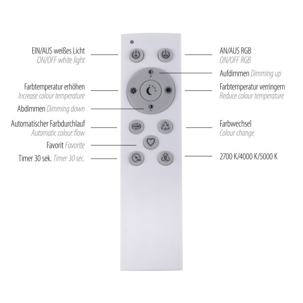 Plafonnier LED à intensité variable RBG Light 17 W Télécommande