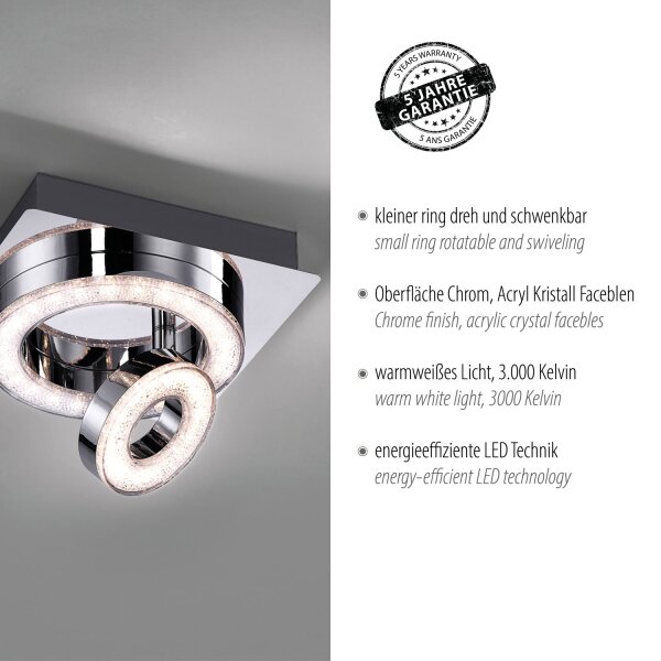 Spot de plafond LED métal orientable 3000 K 600 lm chrome