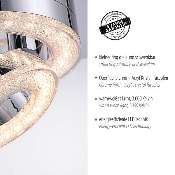 Spot de plafond LED métal flexible 3000 K 1200 lm chrome