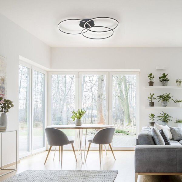 Plafonnier LED métal noir 12 W 1500 lm mobile