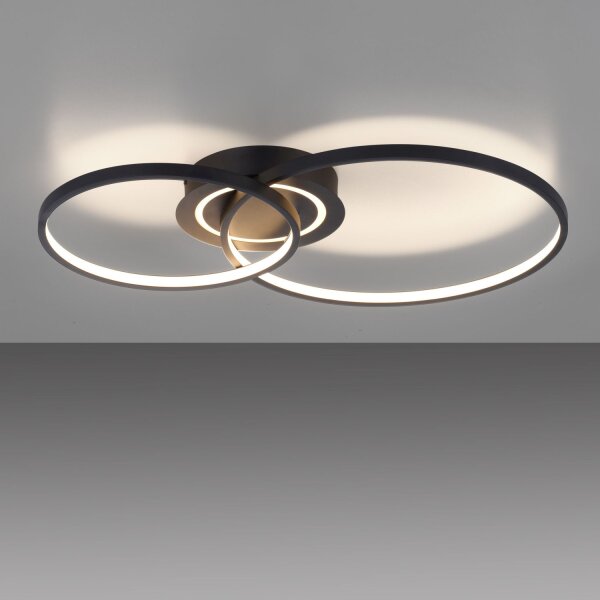 Plafonnier LED stylé Métal noir 3000 K anneaux