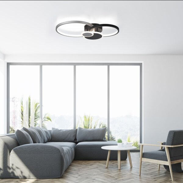 Lampe de plafonnier LED Noir Aluminium Métal L:58 cm 26 W