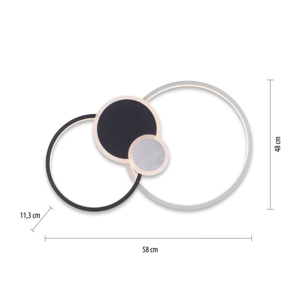 Lampe de plafonnier LED Noir Aluminium Métal L:58 cm 26 W